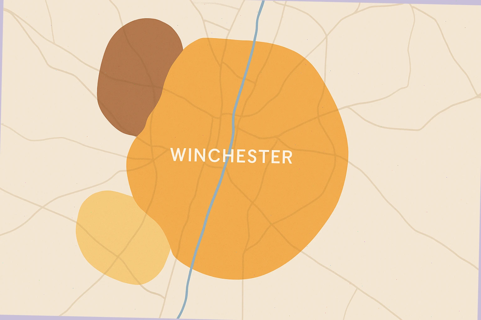 Simple Winchester delivery map with highlighted zones